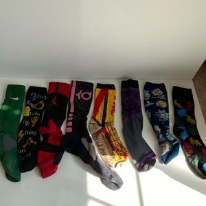Men's Sport and Novelty Socks Lot of 8 Pairs KD, Nike, Skeletor, Harry Potter